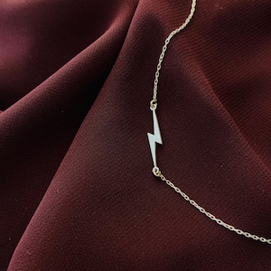 Lightning Bolt Necklace, 925 Silver Lightning Bolt Charm, Gold
