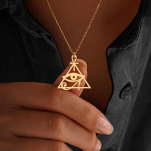 Eye Of Horus Necklace, Ankh Necklace, Egyptian Ankh Necklace, Eye of Ra Pendant, Egyptian Pyramid Necklace, Egypt Necklace, Protection Charm image 2