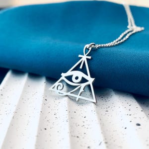 Eye Of Horus Necklace, Ankh Necklace, Egyptian Ankh Necklace, Eye of Ra Pendant, Egyptian Pyramid Necklace, Egypt Necklace, Protection Charm image 7