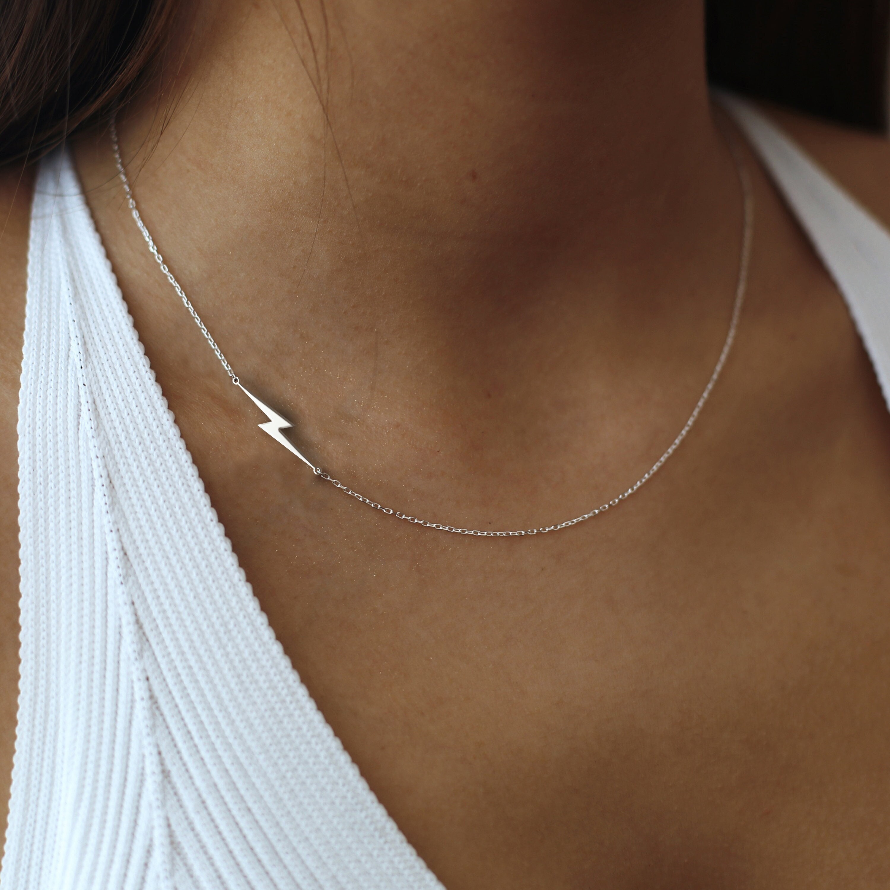 Sideways Lightning Bolt Necklace