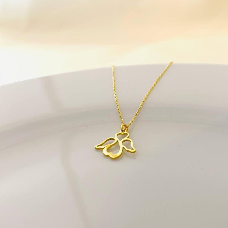 Angel Necklace, Angel Necklace for Woman, Gold Angel Necklace, Guardian Angel Necklace, Angel Wings Jewelry, Angel Necklace for Mom image 6