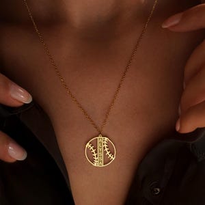 Softball Necklace, Personalized Sports Jewelry, Custom Softball Pendant With Name, Unique Gift For Softball Players, Softball Lover Jewelry image 2