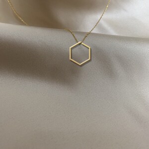 Dainty Hexagon Pendant, Simple Silver Hexagon Necklace, Honeycomb Necklace, Geometric Necklace, Layered Necklace, 14K Gold Hexagon Necklace