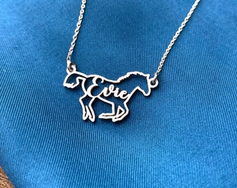 Horse Necklace, Horse Necklace for Woman, Horse Name Necklace, Custom Horse Necklace, Horse Memorial Gift, Horse necklace remember
