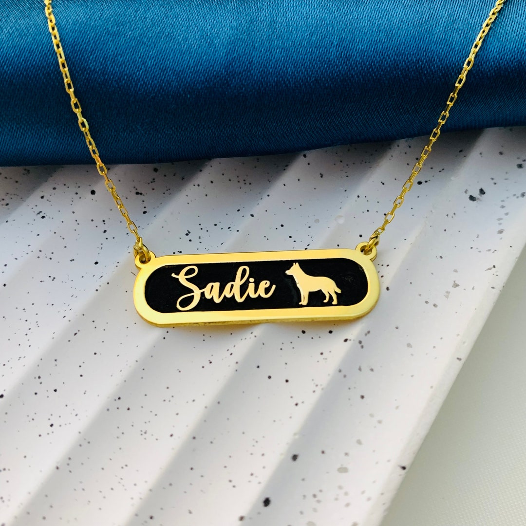 Dog Name Necklace, Custom Dog Bar Name Necklace, Bar Name Necklace, Pet