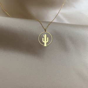 Gold Cactus Necklace, Silver Cactus Charm Necklace, Desert Jewelry, Desert Vibes Cactus Necklace, Minimalist Design Necklace, Gift for Her image 6