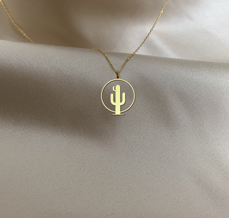Gold Cactus Necklace, Silver Cactus Charm Necklace, Desert Jewelry, Desert Vibes Cactus Necklace, Minimalist Design Necklace, Gift for Her image 6