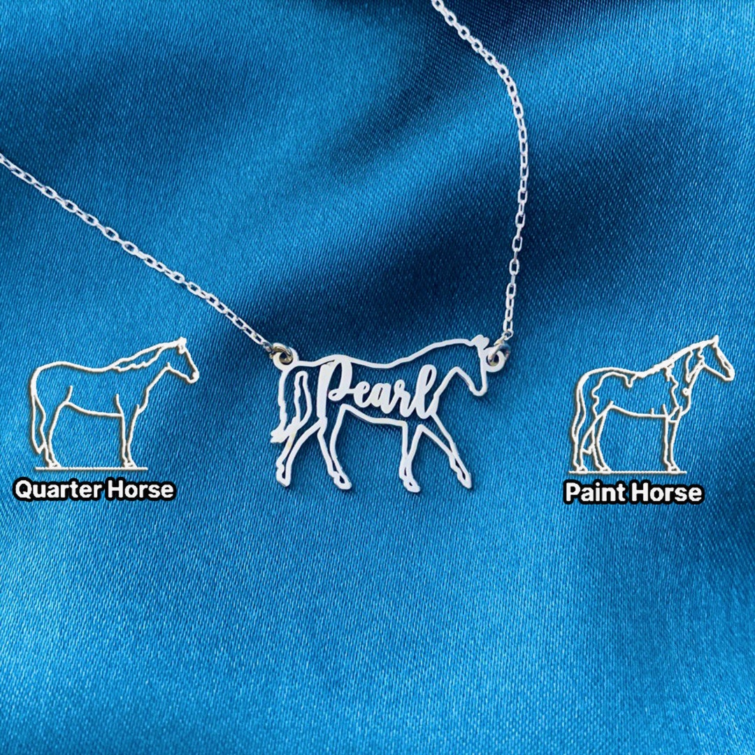 Horse Necklace, Personalized Horse Name Necklace, Horse Memorial Gift