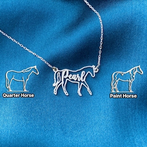 Horse Necklace, Personalized Horse Name Necklace, Horse Memorial Gift, Horse Necklace for Woman, Horse Riding Gift, Horse Jockey Gift