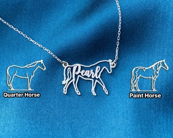 Horse Necklace, Personalized Horse Name Necklace, Horse Memorial Gift, Horse Necklace for Woman, Horse Riding Gift, Horse Jockey Gift