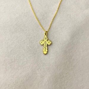 Crucifix Necklace, Cross Necklace, Greek Orthodox Cross, Tiny Greek Gift, Orthodox Charm, Eastern Orthodox, Gold Cross Necklace image 7