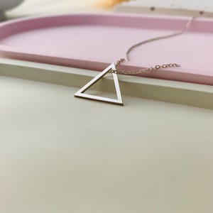 Triangle Necklace, 925 Sterling Silver Triangle Necklace, 14K Gold ...