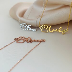 Paw Necklace with Name, Personalized Gift, Dog Necklace, Cat Name Necklace, Pet Name Necklace, Birthday Gift For Her, Pet Print, Paw necklace, Minimalist necklace, cat name necklace, necklace for women, pet necklace, pet lover, Memorial Gift