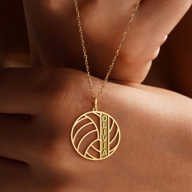 Collar de voleibol, collar personalizado con nombre de voleibol, colgante con nombre de voleibol, joyería para jugadores de voleibol, regalos para amantes del voleibol imagen 3