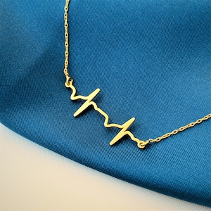 Heartbeat EKG Necklace, Sterling Silver Heartbeat Necklace, Heartbeat Rhythm Silver Pendant, Gift for First Responder, nursing gift