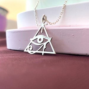 Eye Of Horus Necklace, Ankh Necklace, Egyptian Ankh Necklace, Eye of Ra Pendant, Egyptian Pyramid Necklace, Egypt Necklace, Protection Charm image 3