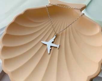 Airplane Charm Necklace, Dainty Plane Pendant, Silver Airplane Necklace, Gold Plane Necklace, Travel Necklace, Minimalist Airplane Necklace