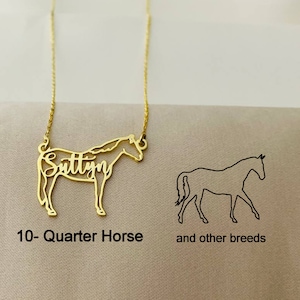 Quarter Horse Necklace, Personalized Quarter Horse Name Necklace, Quarter Horse Memorial Gift, Quarter Horse Riding Gift, Horse Jockey Gift