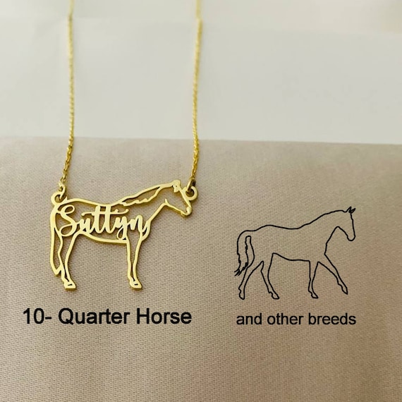 Quarter Horse Necklace, Personalized Quarter Horse Name Necklace, Quarter Horse Memorial Gift, Quarter Horse Riding Gift, Horse Jockey Gift