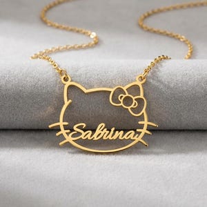 Personalized Kitty Name Necklace, Sterling Silver Dainty Kitty Jewelry afbeelding 4
