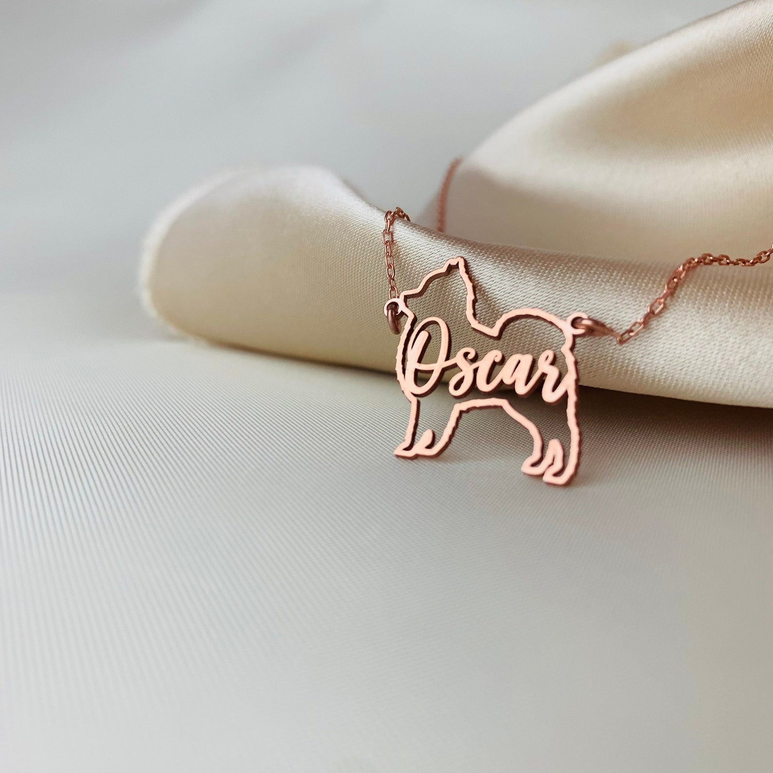 Custom Dog Necklace With Name Dog Silhouette Necklace Etsy