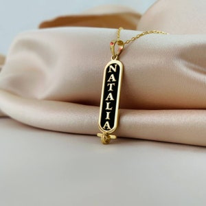 Collier prénom personnalisé en or 14 carats, collier prénom vertical personnalisé, collier prénom gravé, collier prénom personnalisé en or 14 carats, cadeau pour maman