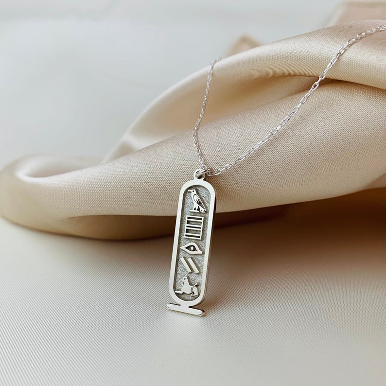Cartouche Egyptian Hieroglyphic Name Necklace 925 Sterling Silver, Personalised Necklace, Custom Name Jewellery, Personalised Gift