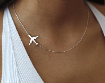 Airplane necklace, Plane necklace, Airplane necklace for women, Travel necklace, Airplane jewelry, Silver airplane necklace, Pilot necklace