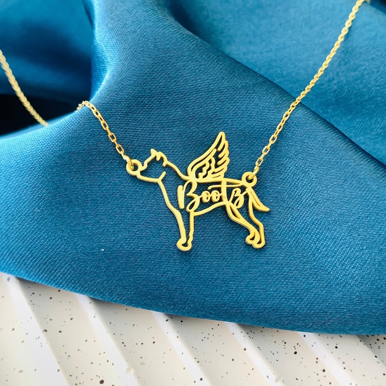 Dog necklace, Dog memorial name necklace