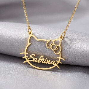 Kitty Name Halskette, süße Kitty Halskette, süße Kitty Katze Name Anhänger, Kitty Gold Halskette, Kitty Schmuck, Kitty Anhänger, Kitty Geschenke für Kinder Bild 3