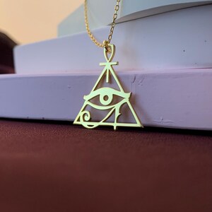 Eye Of Horus Necklace, Ankh Necklace, Egyptian Ankh Necklace, Eye of Ra Pendant, Egyptian Pyramid Necklace, Egypt Necklace, Protection Charm image 6