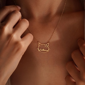 Personalized Kitty Name Necklace, Sterling Silver Dainty Kitty Jewelry afbeelding 6