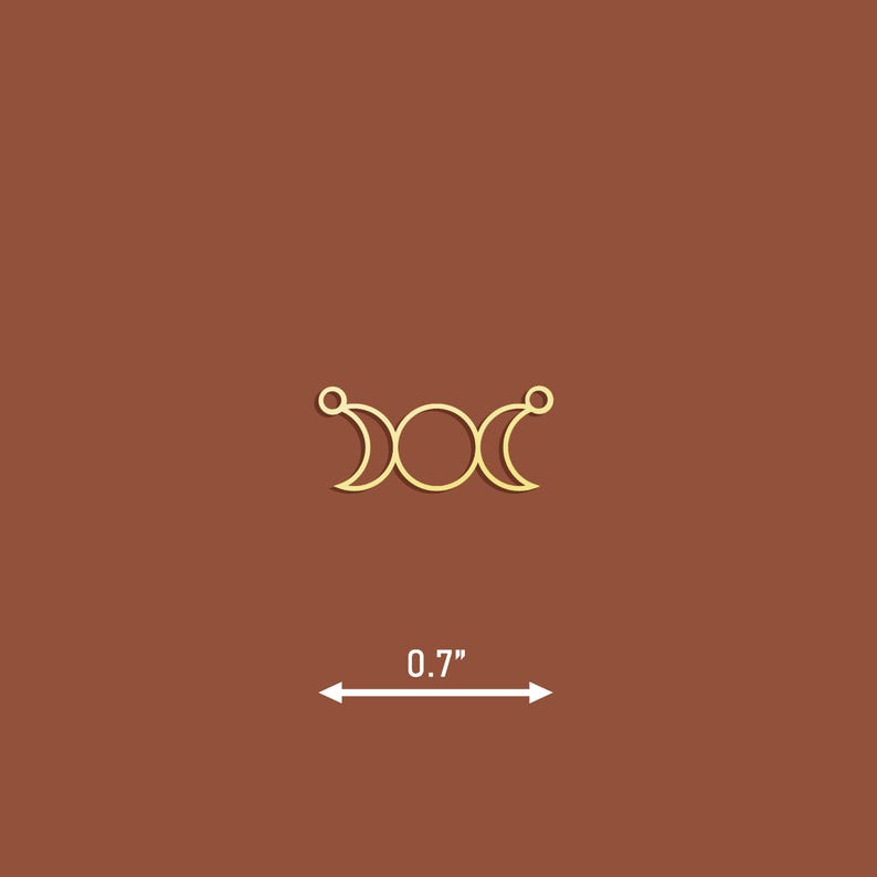 K&ouml;nnte beinhalten: Goldener Dreifach-Mond-Symbol-Anh&auml;nger, 0,7 Zoll im Durchmesser.