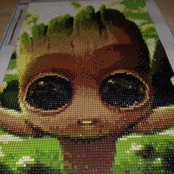 Completed Groot 3D Diamond Painting Baby Groot Painting With Diamonds Comic  Diamond Gifts Kids Decor Groot Wall Hanging 