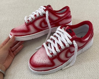 Unisex Vintage Distressed Air Brush Custom Nike Dunk Streetwear Sneakers with Rope Laces Customizable Color for Fashion or Sporting Event