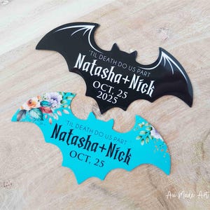 Aimants « chauve-souris » par Oxee, réservez une date pour le mariage Halloween, aimants personnalisés pour réfrigérateur de mariage chauve-souris