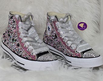 Chuckie3--Authentic Custom Blinged Chucks--Chucks and Pearls