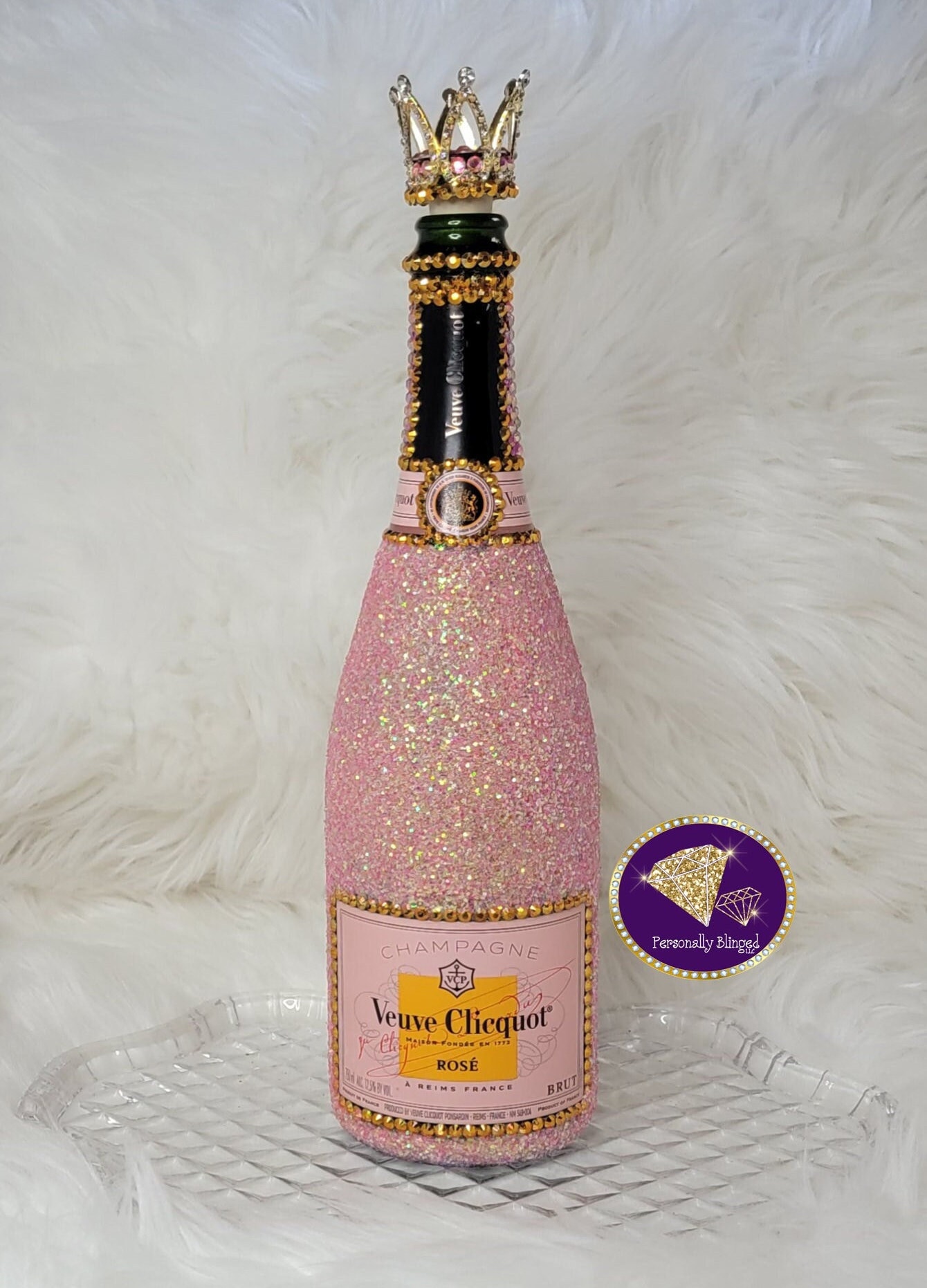 Missie--rare Pink and Gold Blinged Out 750ml Glam Champagne