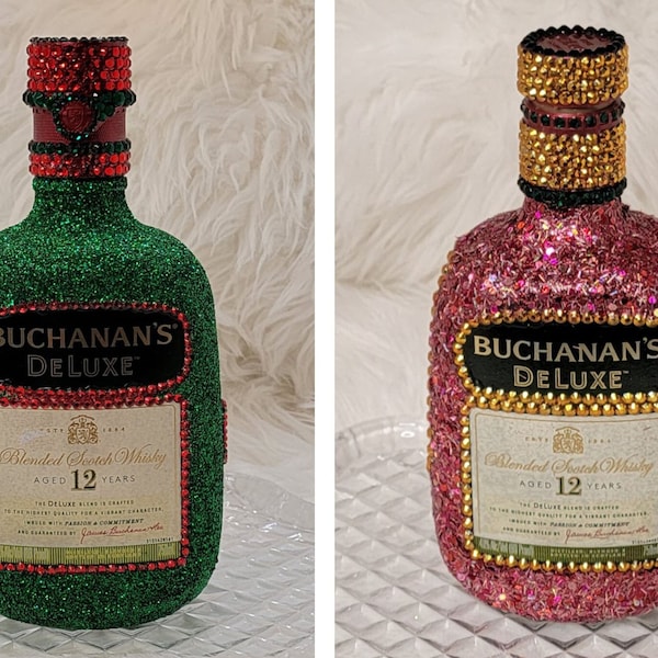 Jazzy and Bucky--Blinged Out 750ml Buchanans Deluxe Scotch Whiskey Bottle