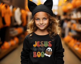 Christian Fall Sweatshirt for Kids, Holy Ghost Bible, Boo Ghost Shirt, Halloween Tee, Jesus Kids Sweatshirt, Gift for Child, Autumn, Jesus