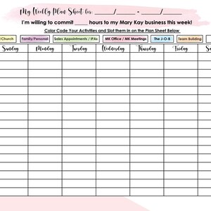 Weekly Plan Sheet, Calendar, Planner, Plan, to Do List, Landscape ...