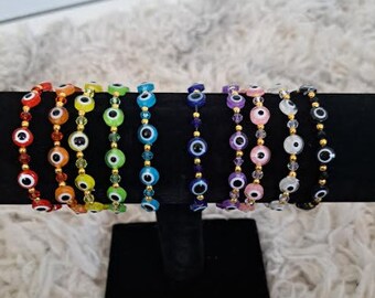 Evil eye gold accented bracelets