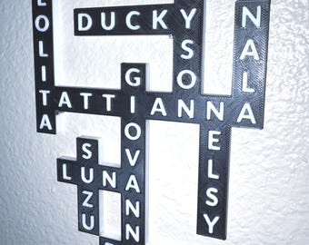 Personalized Family Name Crossword Wall Art – Custom 3D Printed Family Gift