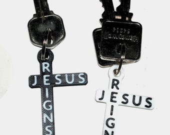 Jesus Reigns CROSSword Keychain | Christian Keychain | 3D Printed Cross | Faith Gift