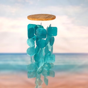 Turquoise Capiz Shell Wind Chime (1 Chime approx. 20 x 5.5 inches) Turquoise Capiz Wind Chime for beachside home charm!