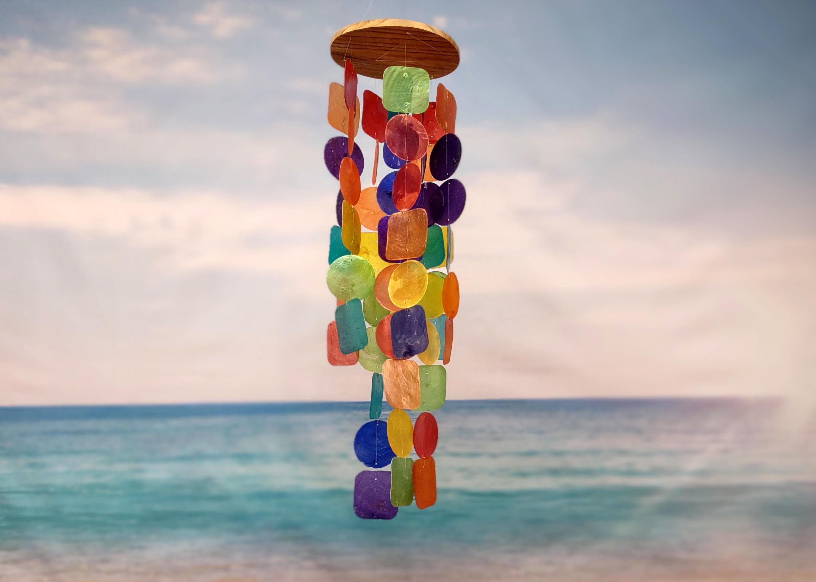Rainbow Capiz Shell Wind Chime - Etsy