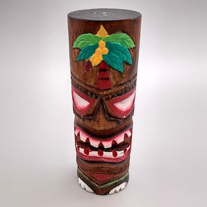 Tropical Tiki Face Totem Large Painted Palm Frond (1 pole approx. 8 inches tall) Painted Tiki Face Totem Pole for tiki island home decor!