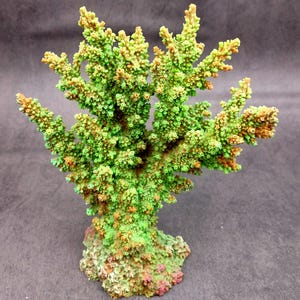Green FAUX Branch Coral Acropora Florida (1 FAKE Coral approx. 7.5Tx7Wx2D inches) Poly Resin Branch Coral Replica for aquariums & tanks!