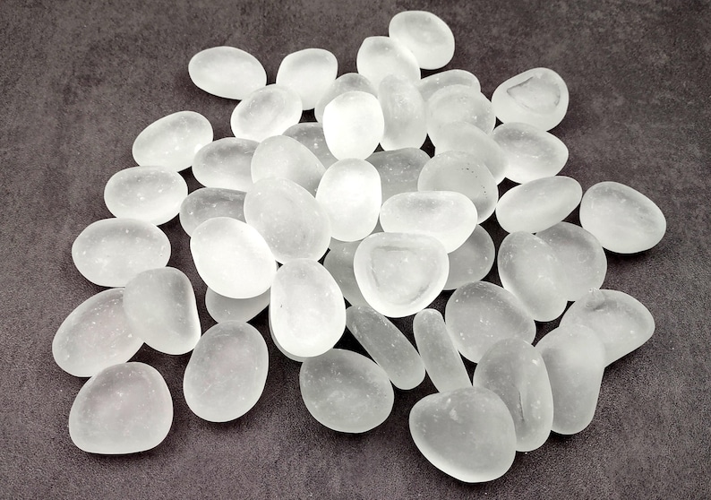 Beach Glass White Clear Frosted Tumbled Rounded Pebbles (approx. 1 ...