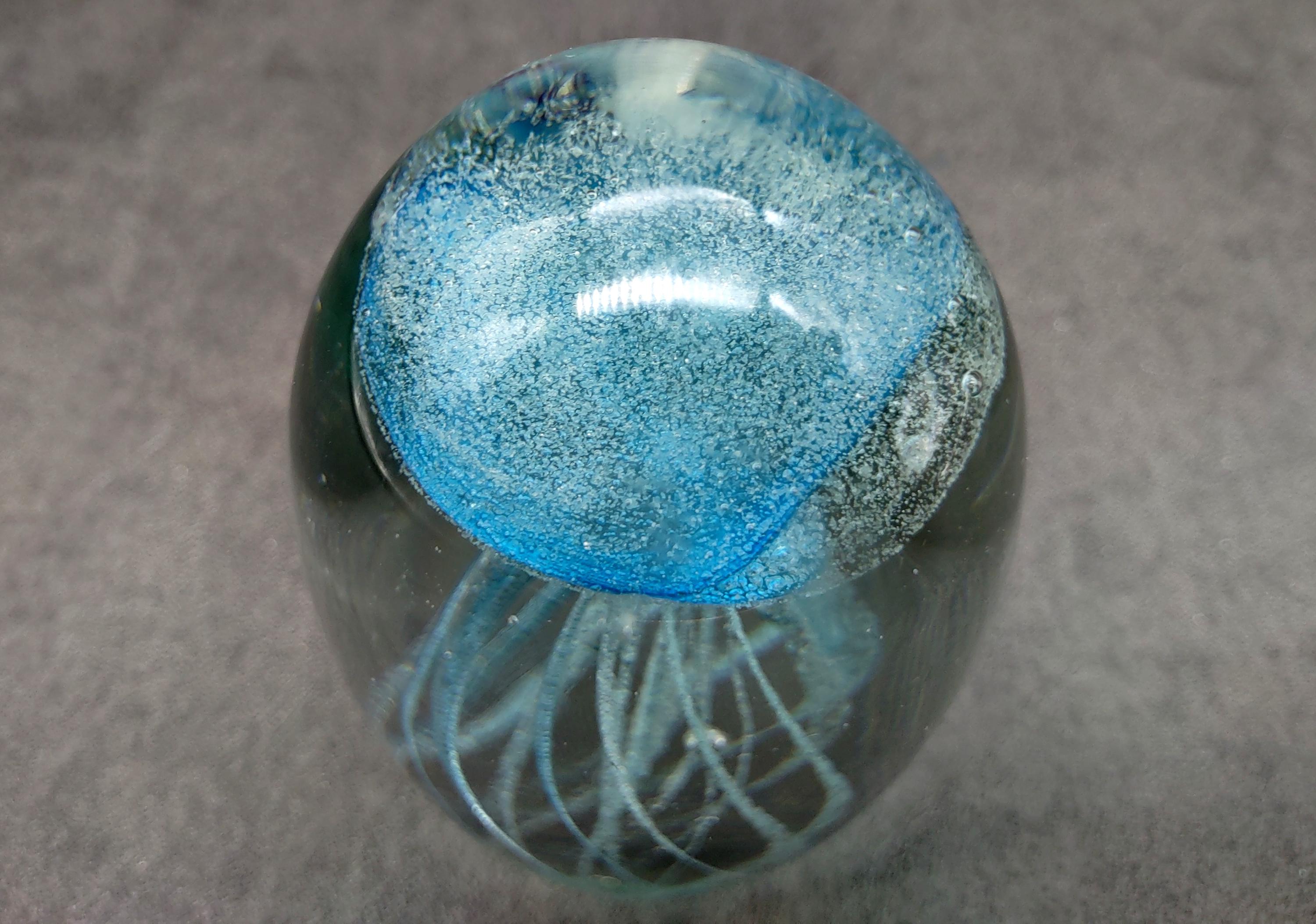Jellyfish Glass Egg Light Blue Paperweight Glow in the Dark (1 Figurine ...